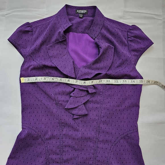 EXPRESS Women's V-Neck Short Sleeve Blouses Purple Blue Size XS - Picture 17 of 17